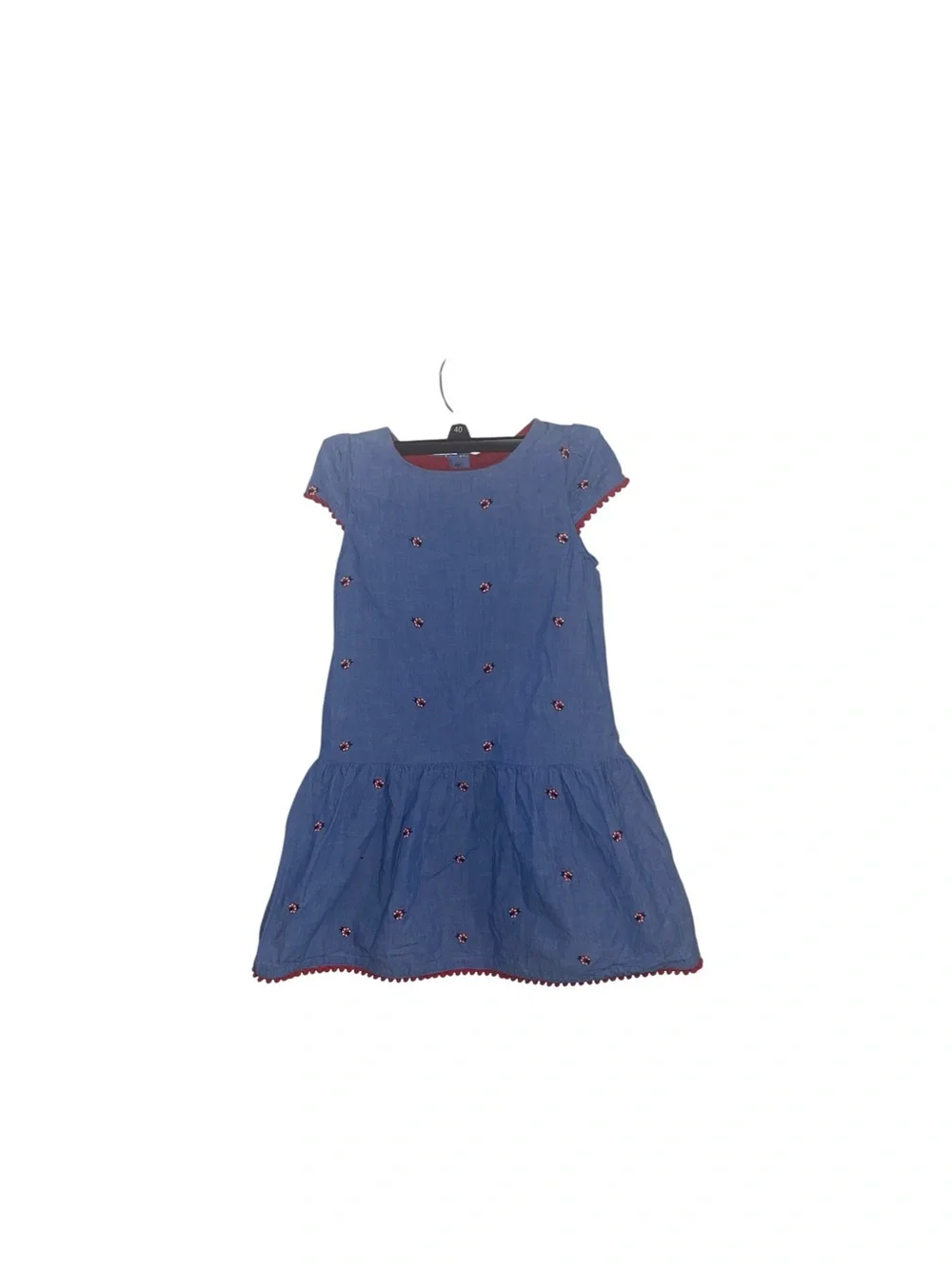 Gymboree short-sleeve Girls Embroidered Chambray Dress Little Ladybug Blue done
